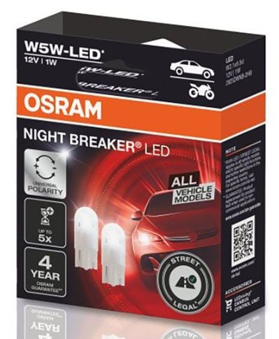 Osram Night Breaker LED Pære W5W - ECE godkendt (2 stk.)