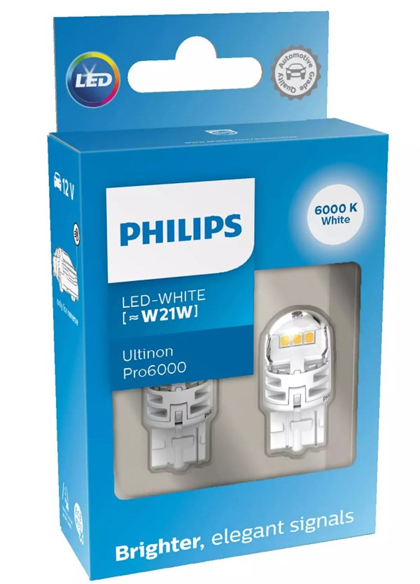 Philips Ultinon Pro6000 SI LED Pære W21W 6000K (2 stk)