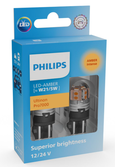 Philips Ultinon Pro7000 Si LED Pære W21/5W Gul (2 stk.)