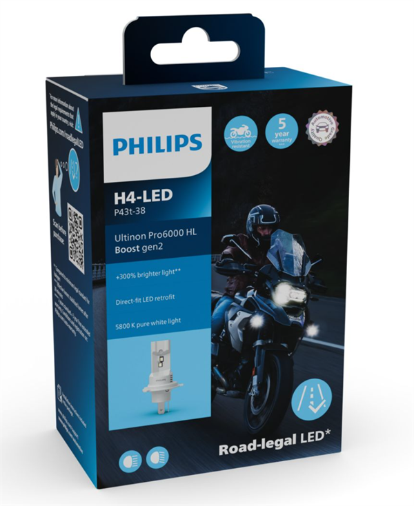 Philips Ultinon Pro6000 Boost Gen2 H4 MC LED - ECE godkendt (1 stk.)