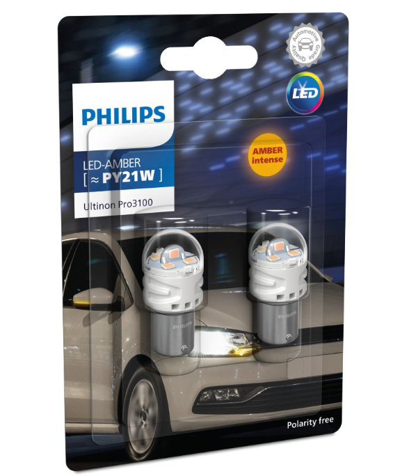 Philips Ultinon Pro3100 LED pære PY21W Gul (2 stk.)