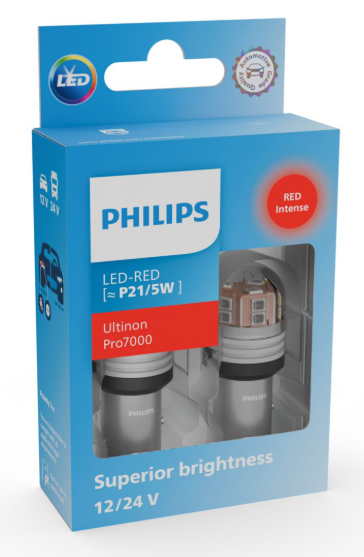 Philips Ultinon Pro7000 SI LED Pære P21/5W Rød (2 stk.)