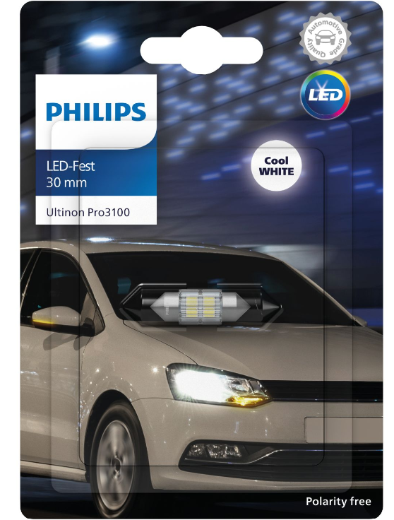 Philips Ultinon Pro3100 LED C10W 30mm (Festoon) 6000K (1 stk)