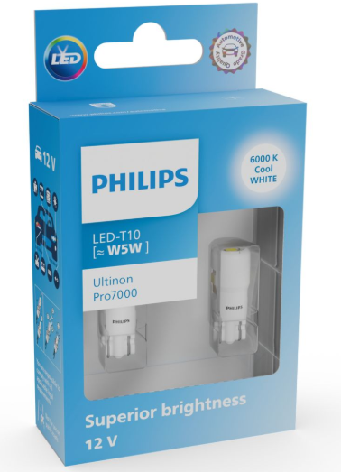 Philips Ultinon Pro7000 SI LED pære W5W 6000K (2 stk.)