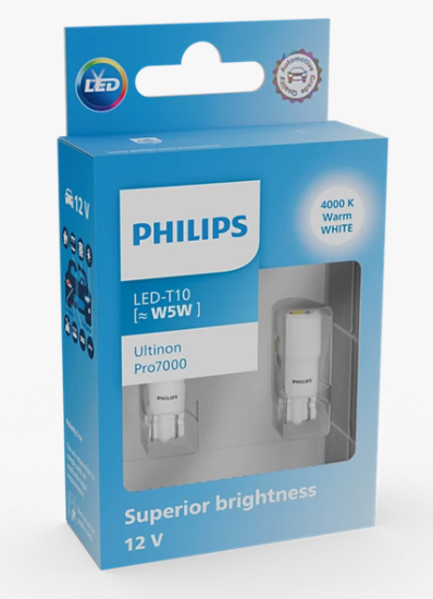 Philips Ultinon Pro7000 SI LED pære W5W 4000K (2 stk.)