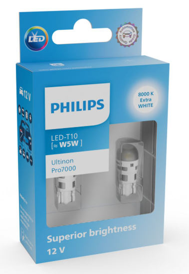 Philips Ultinon Pro7000 SI LED pære W5W 8000K (2 stk.)