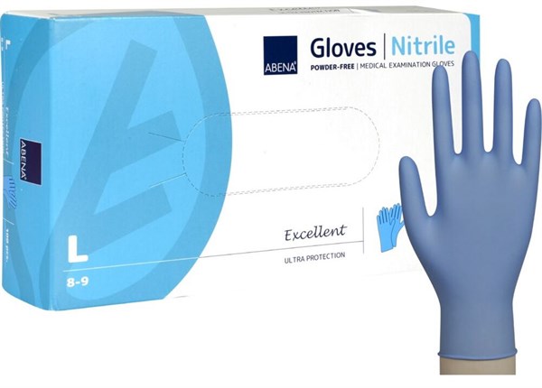 Abena Nitril Handske Pudderfri - Large (str. 8-9)