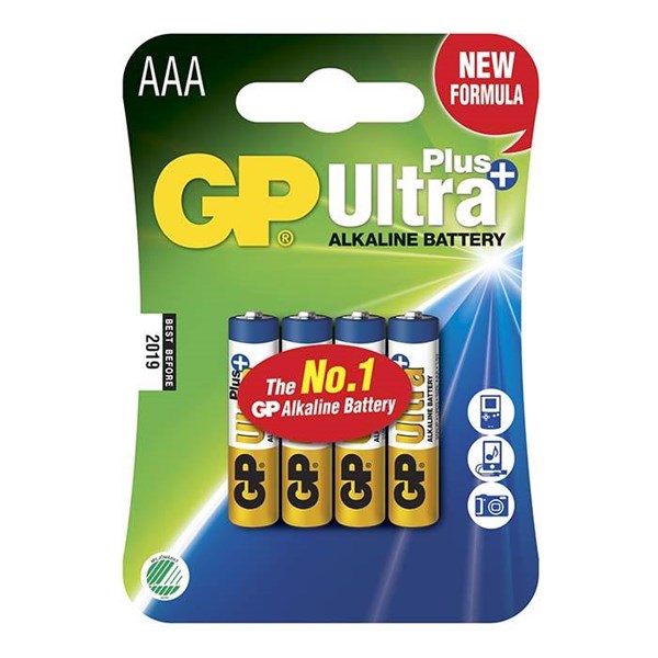 GP Ultra Plus batterier Alkaline AAA - Svanemærket (4 stk.)