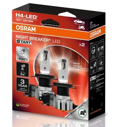 Osram H4 Night Breaker LED START +230% - ECE godkendt (2 stk.)