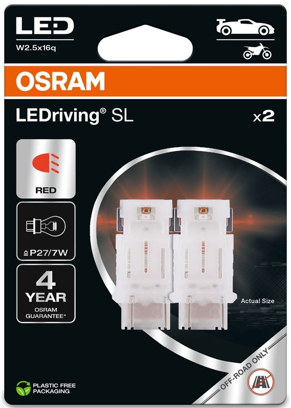 Osram LED Pære Rød P27/7W (2 stk.)
