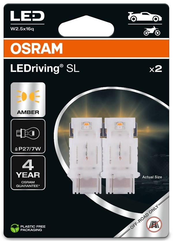 Osram LED Pære Gul P27/7W (2 stk.)