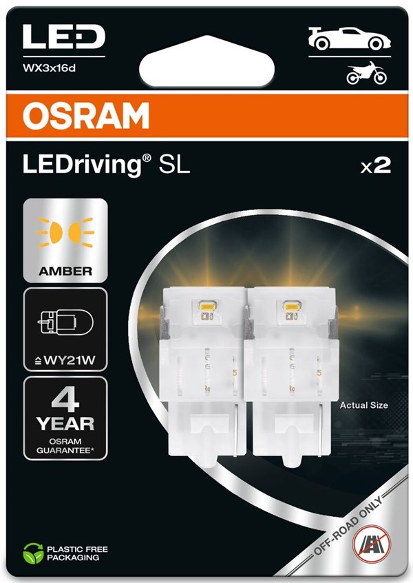 Osram LED Pære Gul WY21W (2 stk.)