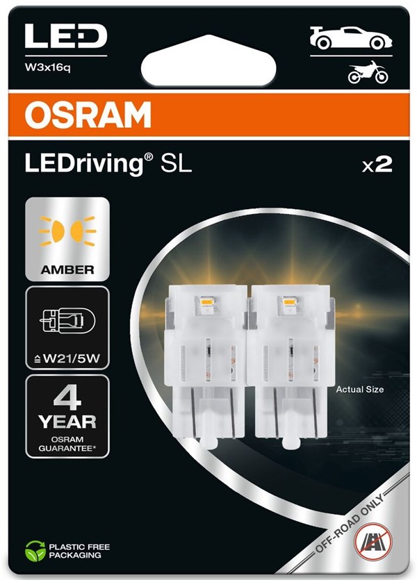 Osram LED Pære Gul W21/5W (2 stk.)