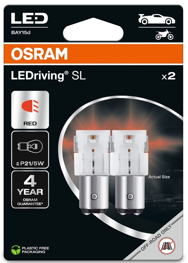 Osram LED Pære Rød P21/5W (2 stk.)