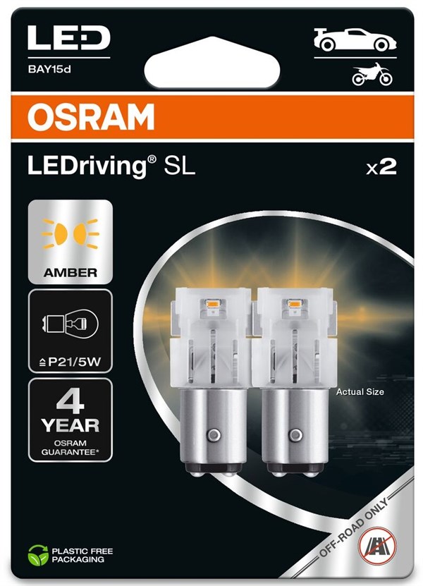 Osram LED Pære Gul P21/5W (2 stk.)