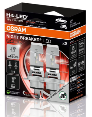Osram H4 Night Breaker LED Speed 450 - ECE godkendt (2 stk.)