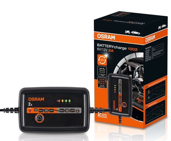 Osram BATTERYcharge 1002 - 6/12Volt, 2 Ampere elektronisk lader