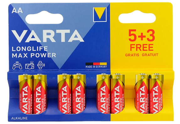 AA / LR6 Varta Max Power Longlife batteri (8stk)