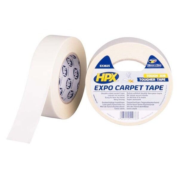 Expol tape til tæpper, hvid, 38mm x 25m