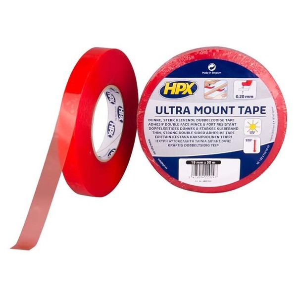 HPX ultra dobbeltklæbende tape transparent, 19mm x 50m