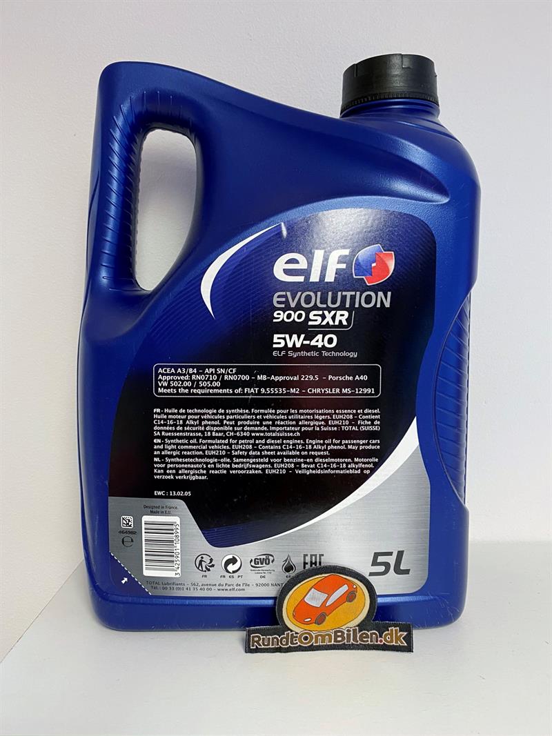 Elf motorolie. Elf Evolution 900 SXR 5W40 5ltr. Stærk olie