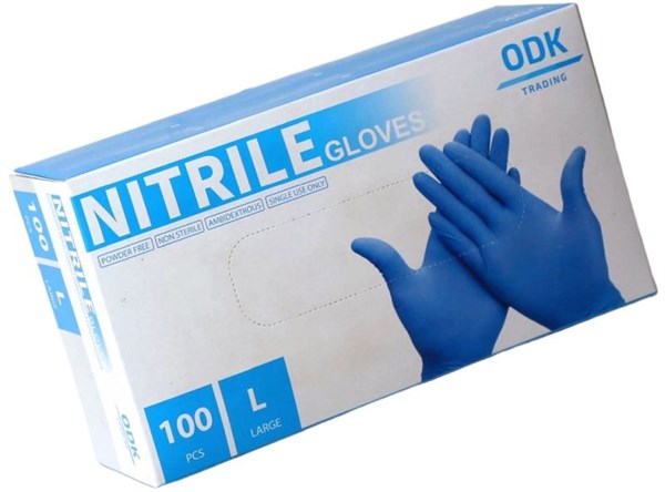 ODK Nitril Handske - Large, Blå (100 stk.)
