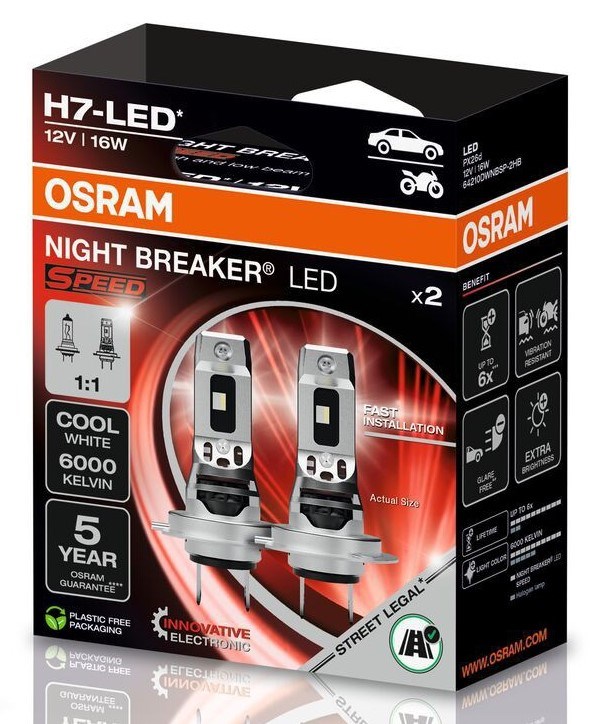 Osram H7 Night Breaker LED Speed - ECE godkendt (R) (2 stk.)