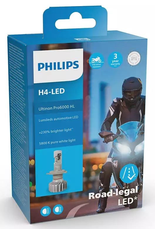 Philips Ultinon Pro6000 MC H4 LED - ECE godkendt (1 stk.)