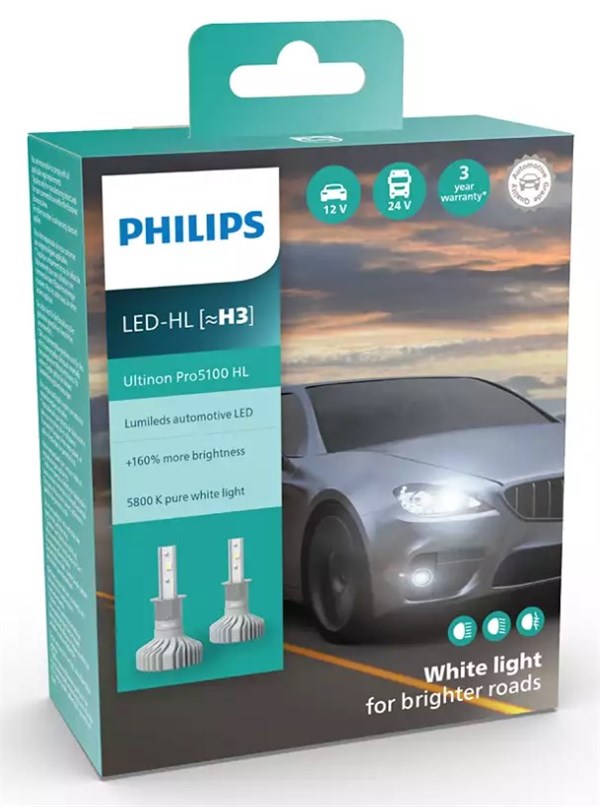 Philips Ultinon Pro5100 H3 LED pærer (2 stk.)
