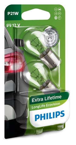 Philips P21W (12498) LongLife EcoVision (2 stk)